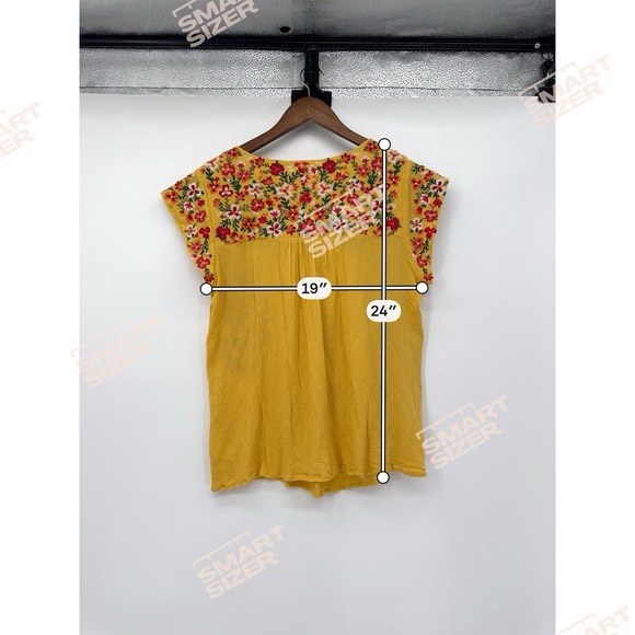 Savanna Jane Yellow Floral Embroidered Short Sleeve Blouse Boho Coquette spring - Picture 8 of 9